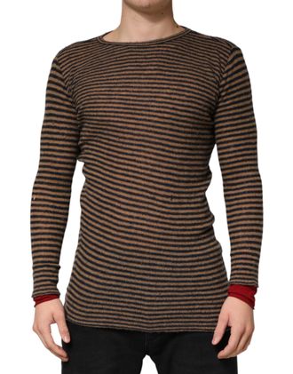 Daniele Alessandrini Stripes Wool Crew Neck Pullover Mens Sweater (Pre-Owned)