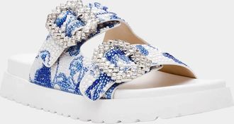 Betsey Johnson Womens Matie Sandal In White/blue Floral
