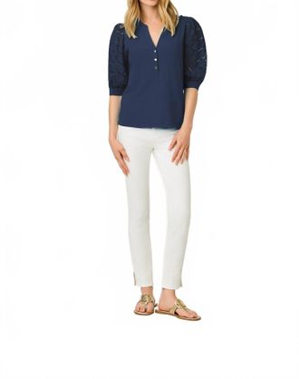 Lilly Pulitzer Ronson Eyelet Knit Top In Low Tide Navy