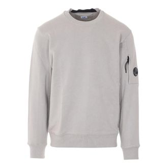 C.P. Company Sweatshirts, male, Gray, Size: XL Diagonal Raised Fleece Crewneck