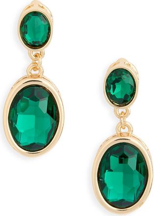 Nordstrom Rack Bezel Set Crystal Drop Earrings in Emerald- Gold at Nordstrom Rack