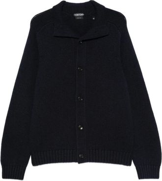 Tom Ford Cardigan met sjaalkraag van ribgebreid materiaal - Heren - Vesten - Blauw - 2XL - Truien & Vesten