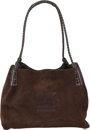 Etro Suede Schoudertas - Dames - Schoudertassen - Bruin - ONE Size - Leer - Tassen