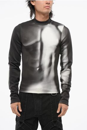 Balmain Technical Fabric Fitted Sweater with Body Print size Xl
