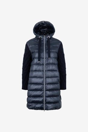 Herno Lange leichte Daunenjacke mit Kapuze und Tunnelzug