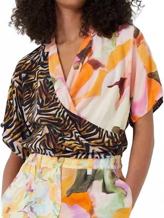 French Connection Isadora Delphine Wrap Shirt In Beeswax Multi