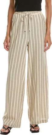Max Studio Elastic Waist Wide Leg Linen-Blend Pant