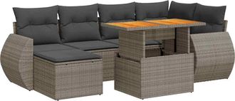 vidaXL Vidaxl - Set Divani Da Giardino 7 Pz Con Cuscini Grigio In Polyrattan