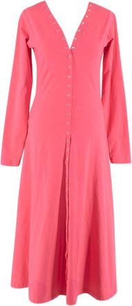 MOLLY GODDARD Coral Pink Midi Dress with Poppers Size S
