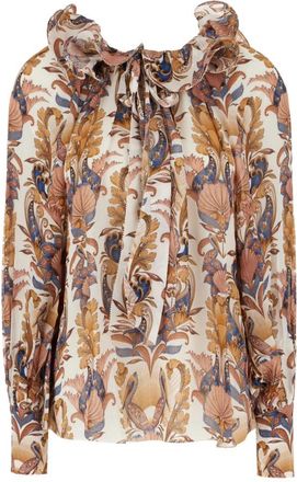 Farm Rio Sea Garden Blouse met lange mouwen en ruches - Dames - Blouses - Veelkleurig - S - Overhemden