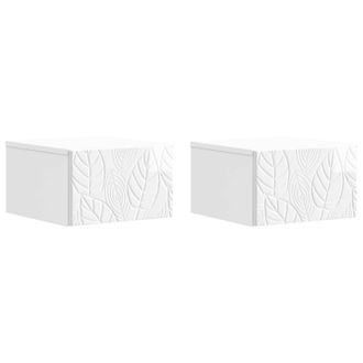 vidaXL Mesa Lateral Montada En La Pared 2 Pcs Blanco Brillante Vidaxl