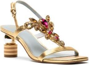 Frances Valentine Embellished T-Strap Sandal in Platino at Nordstrom Rack, Size 6.5