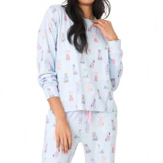 PJ Salvage Doggone Cold Long Sleeve Top In Blue Haze