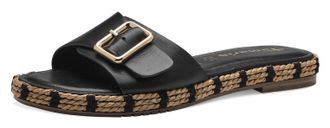 Tamaris Pantolette TAMARIS, Damen, Gr. 40, schwarz, Leder, Schuhe Pantolette, Sommerschuh, Schlappen mit ANTIslide-Absatz
