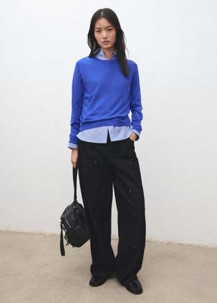 Mango Pullover maglia sottile collo stondato blu elettrico - Donna - XS - MANGO