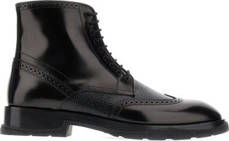 Alexander McQueen Punk Enkelboots - Heren - Veterlaarzen - Zwart - 40 EU - Katoen - Schoenen
