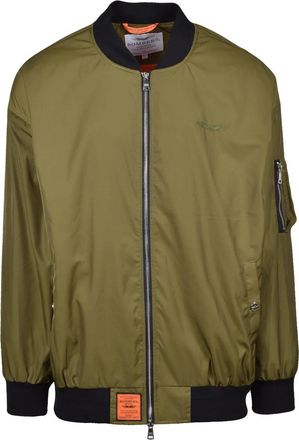 Original Bombers Oversized Green Bomber Jacket With Contrasting Detailing