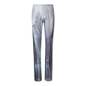 Jean Paul Gaultier Broeken, Dames, Blauw, L, Sheer Printed Broeken