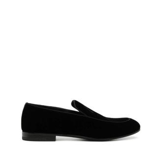Giorgio Armani Fluwelen Loafers - Heren - Loafers - Zwart - 40 EU - Leer - Schoenen
