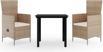 vidaXL Juego De Comedor De Jard&iacute;n 3 Piezas Con Cojines Beige Vidaxl
