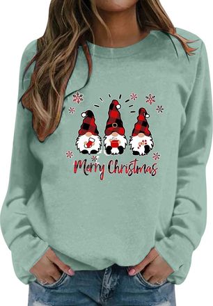 Generic Jumpers for Women UK Womens Christmas Jumpers Santa Claus Funny Graphic Ladies Tops Funny Christmas Jumper for Womens UK Classic Long Sleeve Crew Neck