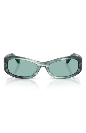 Tory Burch 55mm Rectangular Sunglasses in Teal Striated /Petrol Green at Nordstrom