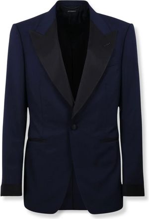 Tom Ford Jassen, Heren, Blauw, L, Wol, Enkelrijzig Blazer