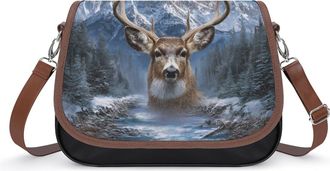 Generic Deer Forests Moon Womens Crossbody Bag Fashion Shoulder Handbags Message Tote Bag with Adjustable Strap