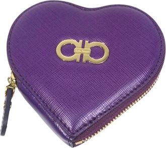 Ferragamo Tweedehands leren portemonnees - Dames - Vintage Accessoires - Paars - ONE Size - Leer - Vintage