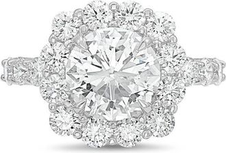 Diana M. Jewels 14kt white gold 2.00cts Lab-Grown Round Diamond Halo Ring with Diamond Band