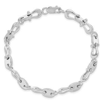 Diamond2Deal Sterling Silver Rhodium-plated Polished Mariners Link Bracelet 8