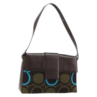 Ferragamo Pre-owned Shoulder Bags, female, Brown, Size: ONE SIZE Pre-owned Wool Shoulder Bag