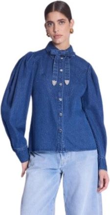 BERENICE Denim Shirt met Nek Knoop - Dames - Spijkeroverhemden - Blauw - S - Denim - Overhemden