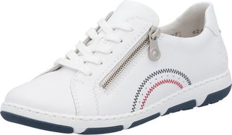 Rieker Sneaker RIEKER, Damen, Gr. 36, weiss (wei&szlig;), Leder, Schuhe Sneaker, Schn&uuml;rschuh, Halbschuh, Freizeitschuh mit weichem Schaftrand