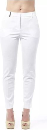 PESERICO High Waist Broeken - Dames - Slim Fit Broeken - Wit - XS - Katoen - Broeken
