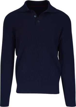 Brunello Cucinelli polo-collar ribbed sweater - men - Cashmere - L - Blue