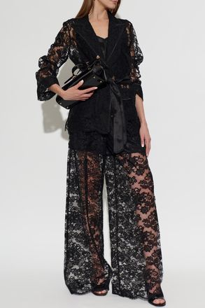 Dolce & Gabbana Lace Shirt With Belt, Womens, Black