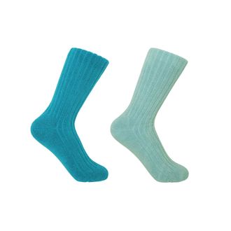 Peper Harow Ribbed Womens Bed Socks Bundle - Aqua & Blue