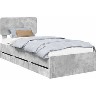 vidaXL Bed Frame with Drawer Concrete Grey 100 x 200 cm Engineer Wood vidaXL