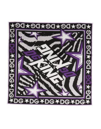 Dolce & Gabbana Womens Black Purple Dg King Cotton Foulard 51cm X 49.5cm Scarf And