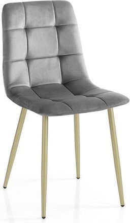 Oresteluchetta Juego De 4 Sillas De Terciopelo Dise&ntilde;o Moderno Para Cocina Y Comedor Corfu - Gris