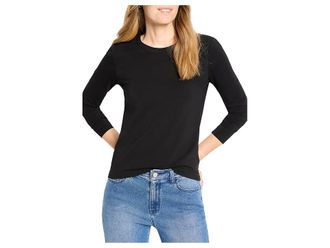 Nic+Zoe Perfect Knit Long Sleeve Top Womens Clothing Black Onyx : LG (US 12-14), Cotton/Spandex