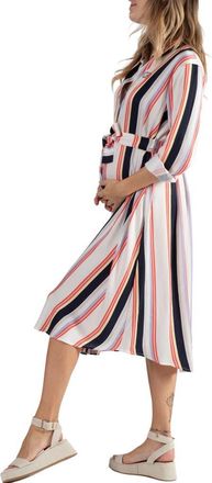 Cache Coeur Normandie maternity and nursing shirt dress in Red /Navy at Nordstrom, Size Medium