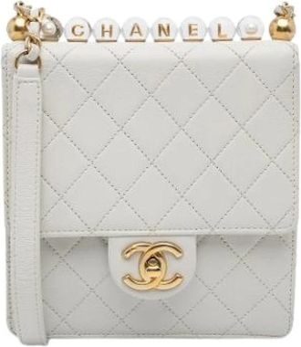 Chanel Pre-owned Leather chanel-bags - Dames - Vintage Mini Tas - Wit - ONE Size - Vintage