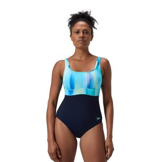 Speedo Dames Contour Eclipse Geprinte Shaping Badpak (Marineblauw)