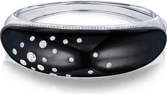 Fred Leighton Signed Fred Leighton Black Jade & Pav&eacute; Diamond Bangle Bracelet in White Gold at Nordstrom, Size 6