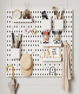 OEM Kit Organizador De 4 Chinchetas + 36 Accesorios - Montaje En Pared, No Requiere Taladrar - Cocina/garaje/oficina - Blanco