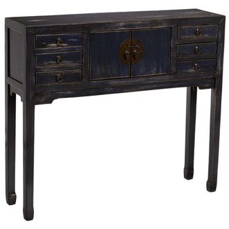 Wanderlust Deco Recibidor de madera negro envejecido 100x26x87h cm
