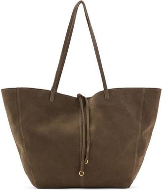 Mango Suede Shopper Bag in Khaki Green at Nordstrom