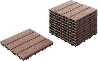 Beliani Decking composito wpc Pavimentazione allaperto resistente alle intemperie Piastrelle per terrazze marrone Atessa